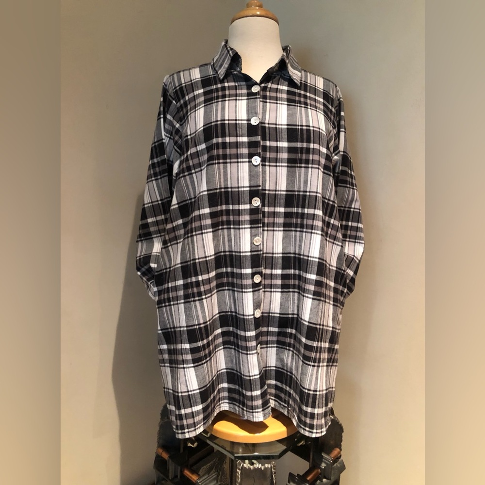 TULIP Cotton tunic, plaid, long sleeve
